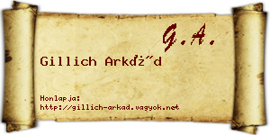 Gillich Arkád névjegykártya